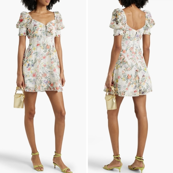 NWT Alice + Olivia Kristie Floral Print Broderie Anglaise Chiffon Mini D… - Picture 1 of 13